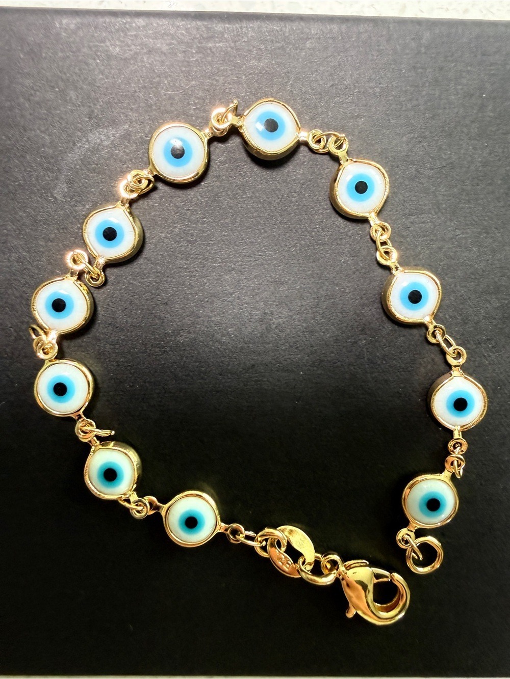 18k Gold Filled Evil Eye Bracelet 7 Inch
